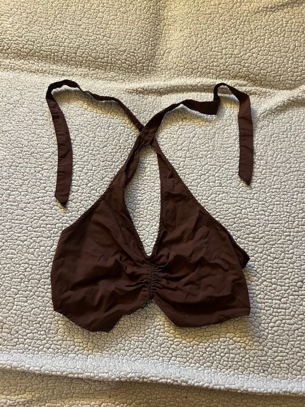 Divided -- brown corset halter crop top